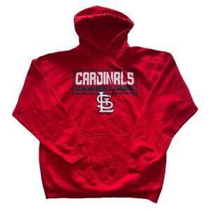 Majestic St. Louis Cardinals Baseball Big Front Letters Red Hoodie • Men's Large